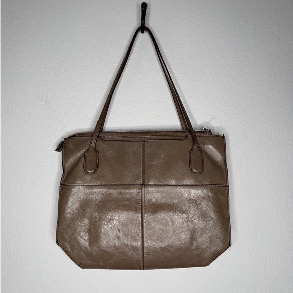 HOBO Handbags - Hobo Leather Shoulder Tote Bag Brown Taupe Two Exterior Pockets Floral Lining
